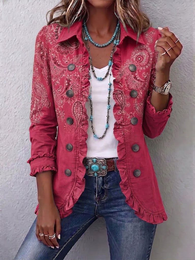 Milagros | Giacca Paisley Rosa con Volant