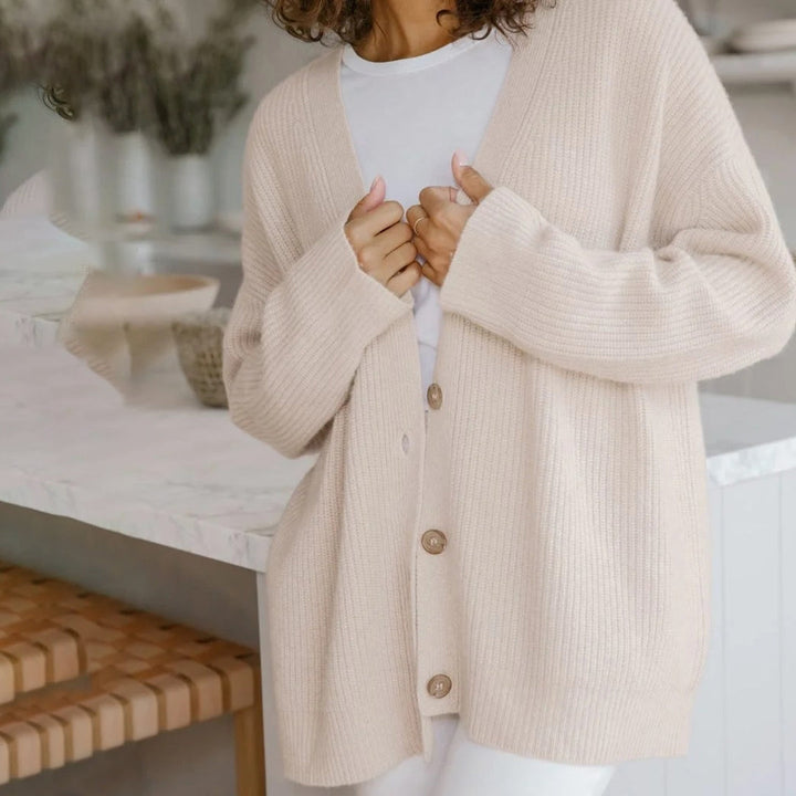 GILET A COLLO A V RIGATO PER DONNA