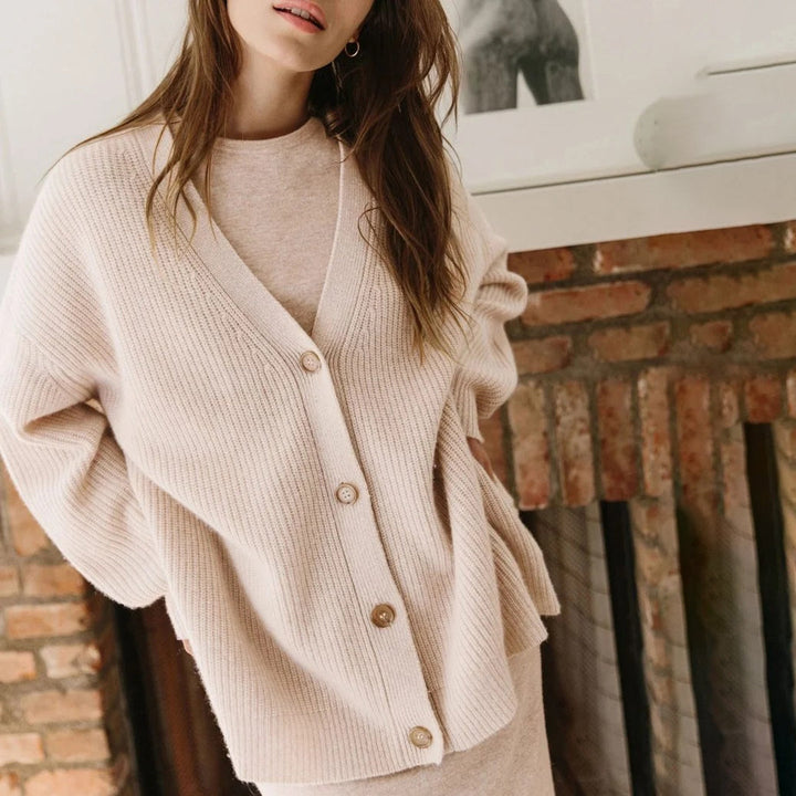 GILET A COLLO A V RIGATO PER DONNA