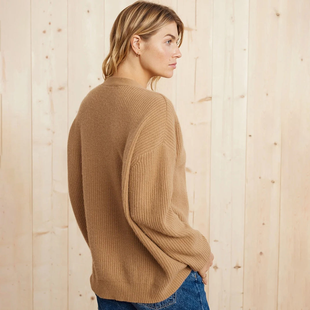 GILET A COLLO A V RIGATO PER DONNA