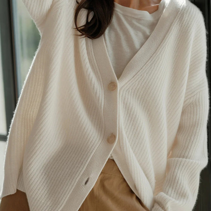 GILET A COLLO A V RIGATO PER DONNA