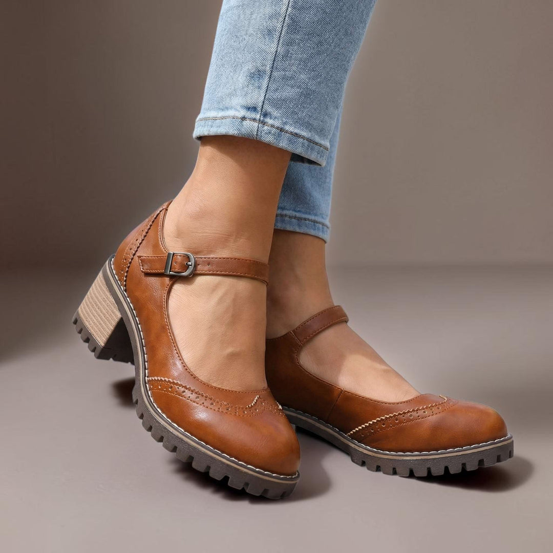 SCARPE MARY JANE DONNA ELEGANTI CON TALLONE A BLOCCO