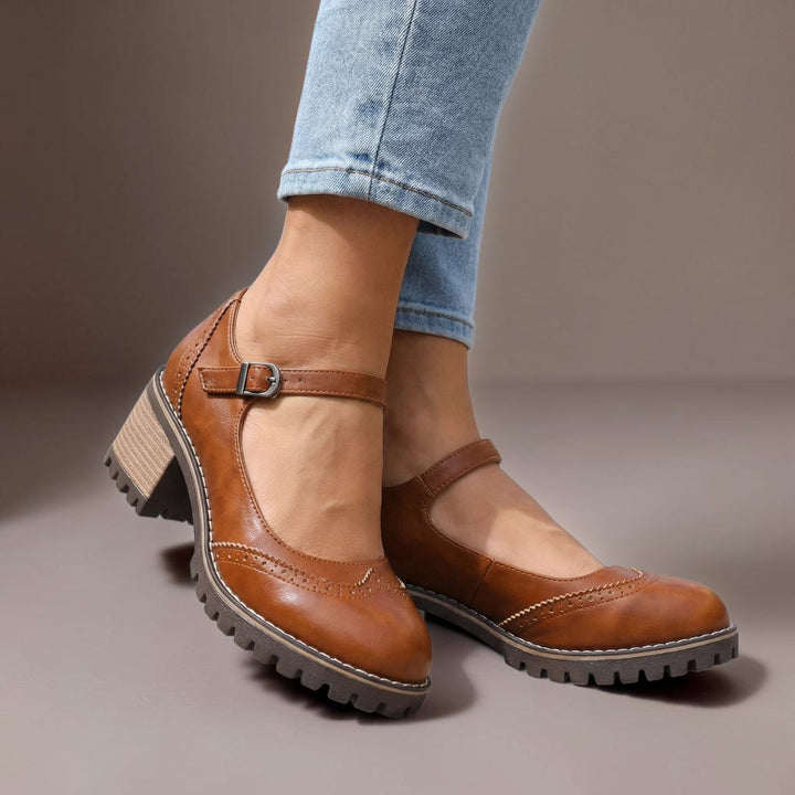 SCARPE MARY JANE DONNA ELEGANTI CON TALLONE A BLOCCO