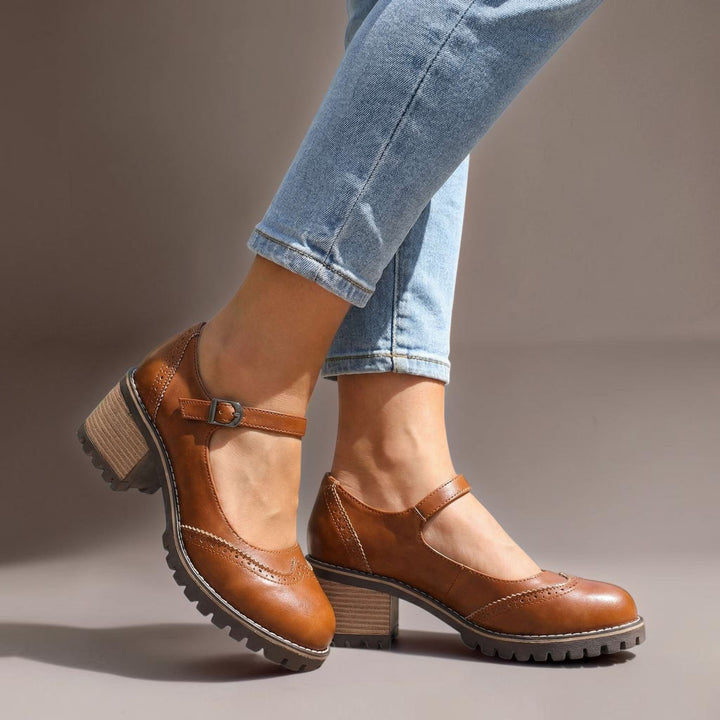 SCARPE MARY JANE DONNA ELEGANTI CON TALLONE A BLOCCO