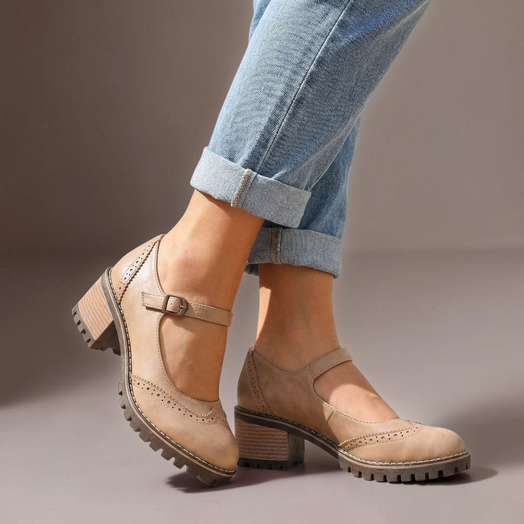 SCARPE MARY JANE DONNA ELEGANTI CON TALLONE A BLOCCO