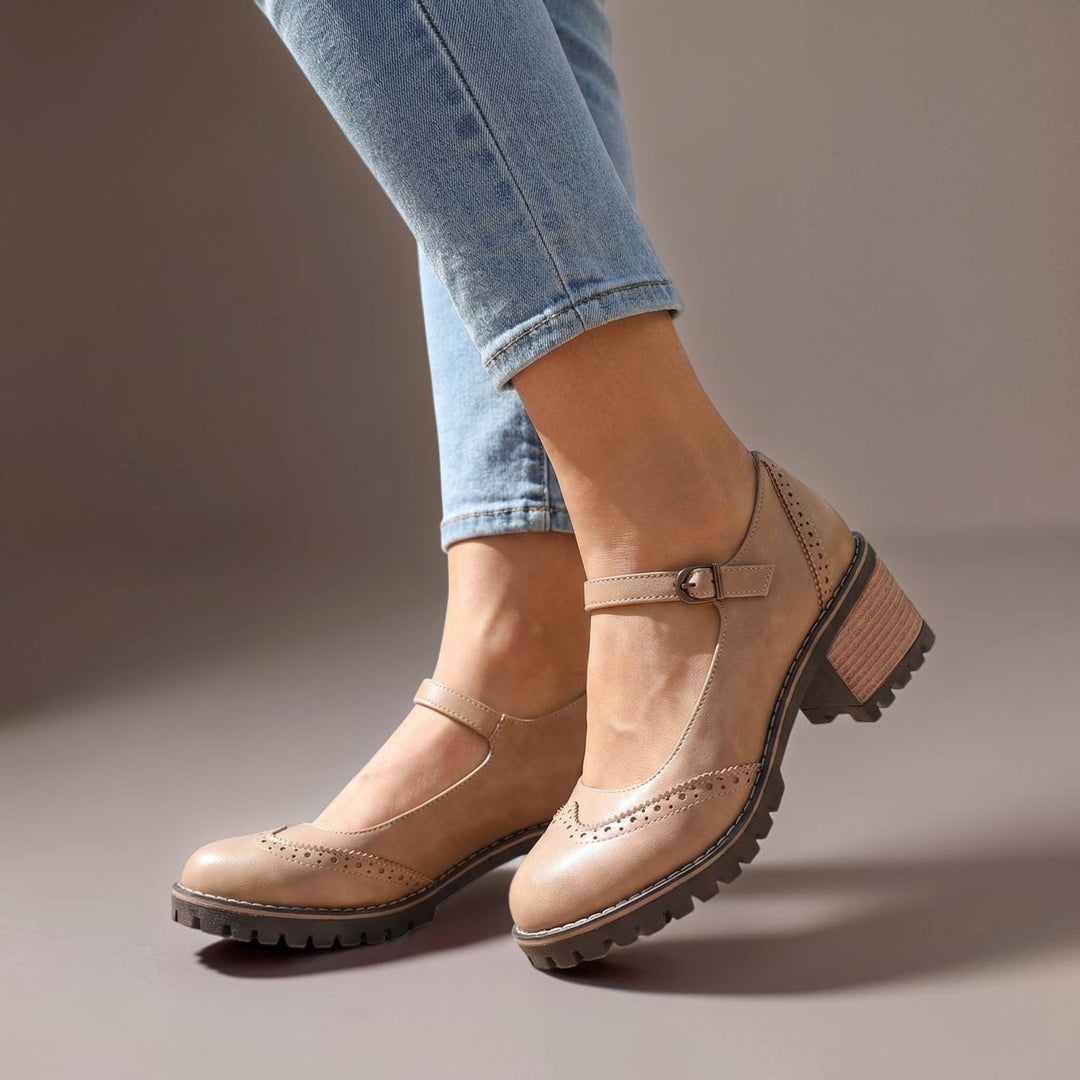 SCARPE MARY JANE DONNA ELEGANTI CON TALLONE A BLOCCO