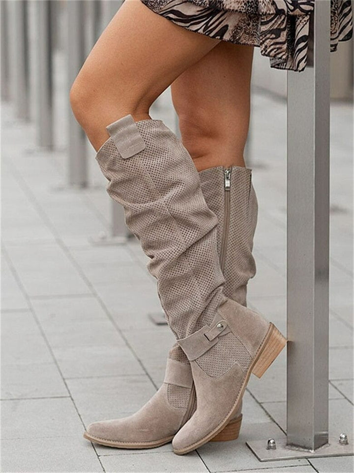 Sierra | Stivali Alti in Scamosciato Stile Western
