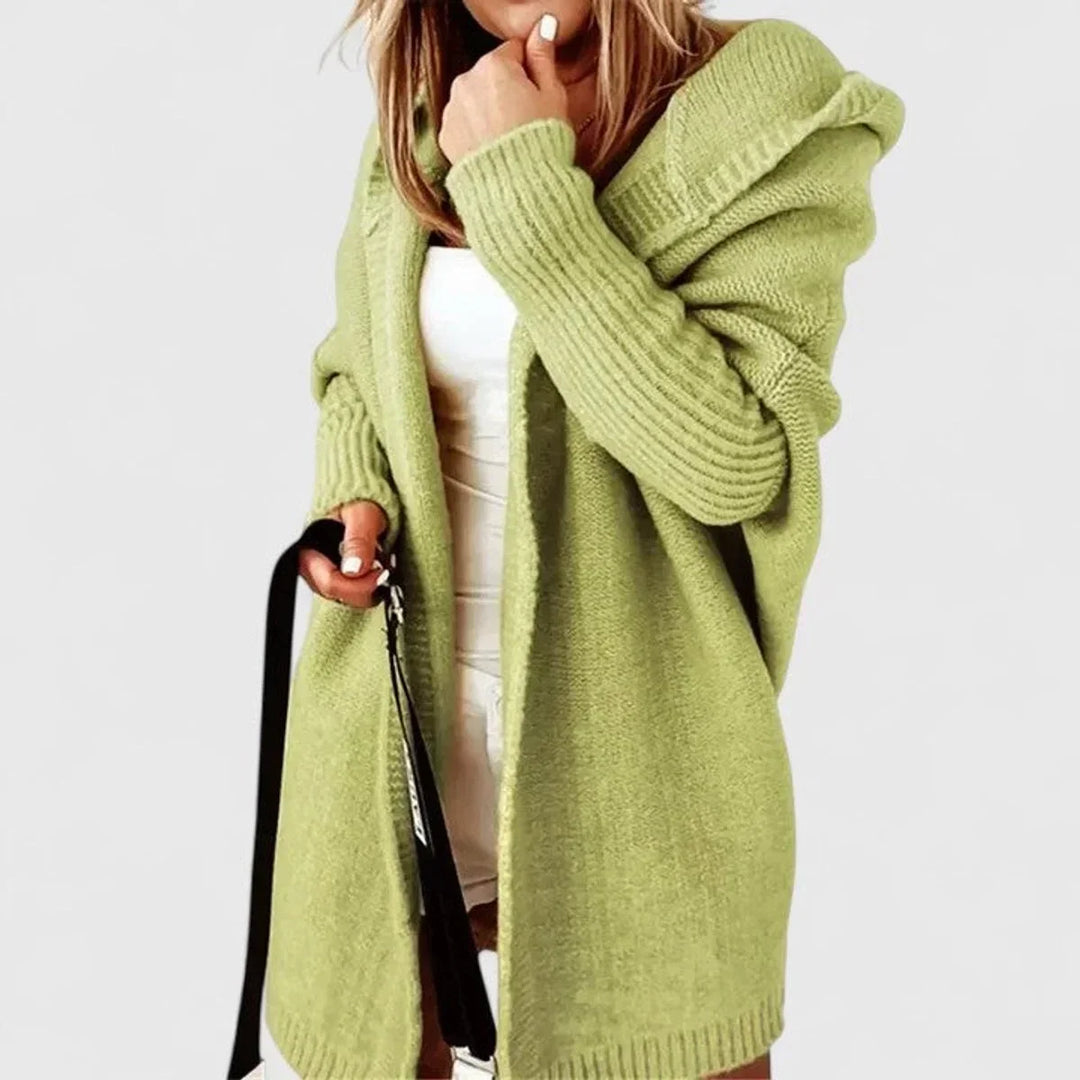 CARDIGAN DONNA OVERSIZED CON CAPPUCCIO IN MAGLIA SPESSA