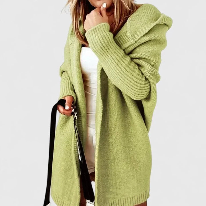 CARDIGAN DONNA OVERSIZED CON CAPPUCCIO IN MAGLIA SPESSA