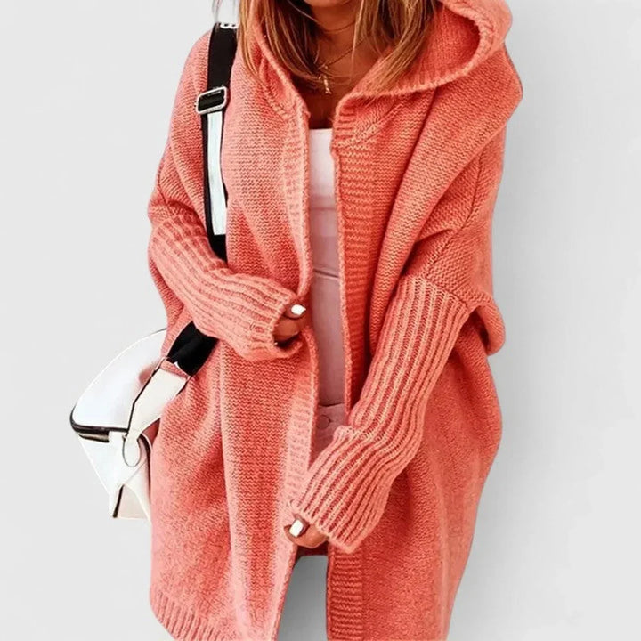 CARDIGAN DONNA OVERSIZED CON CAPPUCCIO IN MAGLIA SPESSA