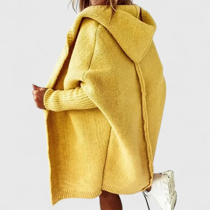 CARDIGAN DONNA OVERSIZED CON CAPPUCCIO IN MAGLIA SPESSA